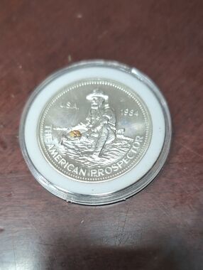 1oz American Prospector W/gold Nugget, Hard Find!